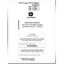 770 P and 772 P Motor Graders (SN. from C_00001, D_00001, F_00001) Operators Manual (OMT507667X019)