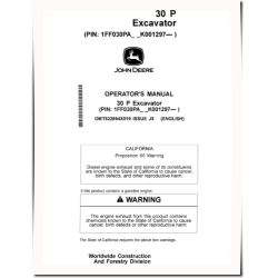 30P Compact Excavators (PIN: from 1FF030P A_ _K001297) Operators Manual (OMT522894X019)