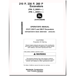 210 P, 230 P, 260 P Crawler Excavators (SN. from D_00001; L_00001), PIN prefix 1BZ, Operators Manual (OMT524610X019)