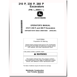 210 P, 230 P and 260 P Crawler Excavators (SN.from L_00001), PIN prefix 1FF, Operators Manual (OMT524611X019)