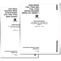 770A, 770AH, 772A and 772AH Motor Graders (SN: from 500604) set of Operators Manuals (OMT82708)