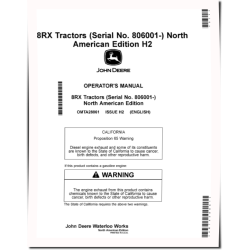 8RX 310, 8RX 340, 8RX 370 and 8RX 410 Tracked Tractors (SN: 806001 - 808000, N.America) Operators Manual (OMTA28861)