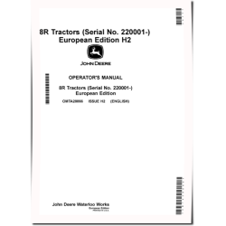 8R 230, 8R 250, 8R 280, 8R 310, 8R 340, 8R 370, 8R 410 Tractors (SN:220001-240000, Europe) Operators Manual (OMTA28866)
