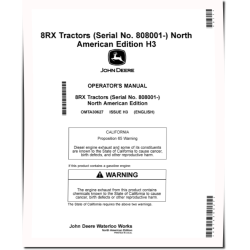 8RX 310, 8RX 340, 8RX 370 and 8RX 410 Tracked Tractors (SN: 808001 - 810000, N.America) Operators Manual (OMTA30627)
