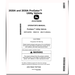ProGator 2020A and 2030A Utility Vehicles (SN: 080001 - 085000) (North America) Operators Manual (OMTCU38792)