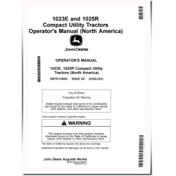 1023E, 1025R (from MY2018); Cab 1023E (MY19-MY20) Compact Utility Tractors (N.America) Operators Manual (OMTR110056)