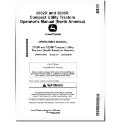 2032R and 2038R Compact Utility Tractors (SN: from KL100001, MY2020-2022, N.America) Operators Manual (OMTR112402)