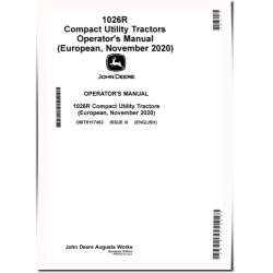1026R Compact Utility Tractors (MY2021-2022, Europe) Operators Manual (OMTR117453)