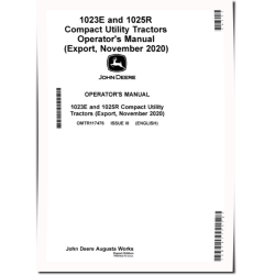 1023E and 1025R Compact Utility Tractors (MY2021-2022, Export) Operators Manual (OMTR117476)