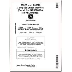 2032R and 2038R Compact Utility Tractors (SN: from NP000001, MY2023-2025, N.America) Operators Manual (OMTR135273)