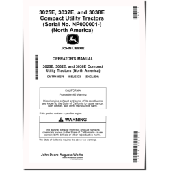 3025E, 3032E, 3038E Compact Utility Tractors (SN: from NP000001, MY2023-2024, N.America) Operators Manual (OMTR135276)