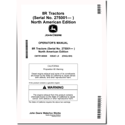 8R 230, 8R 250, 8R 280, 8R 310, 8R 340, 8R 370, 8R 410 Tractors (SN:275001-285000, N.America) Operators Manual (OMTR140668)
