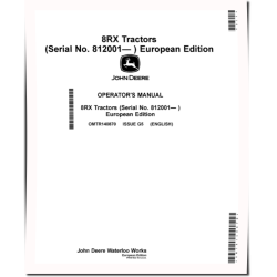 8RX 310, 8RX 340, 8RX 370 and 8RX 410 Tracked Tractors (SN: 812001 - 814000, Europe) Operators Manual (OMTR140870)