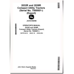 2032R and 2038R Compact Utility Tractors (SN: from T000001, MY2026-, Export) Operators Manual (OMTR144315)