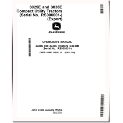 3025E and 3038E Compact Utility Tractors (SN: from RS000001, MY2025-2026, Export) Operators Manual (OMTR145980)