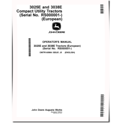 3025E and 3038E Compact Utility Tractors (SN: from RS000001, MY2025-2026, Europe) Operators Manual (OMTR145984)