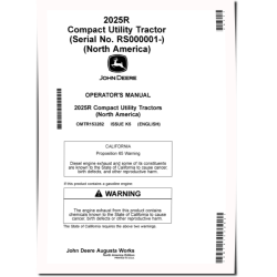 2025R Compact Utility Tractors (SN: from RS000001, MY2025-, North America) Operators Manual (OMTR153282)
