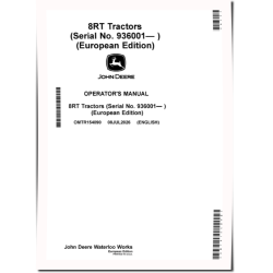 8RT 310, 8RT 340, 8RT 370 and 8RT 410 Tracked Tractors (SN: from 936001, Europe) Operators Manual (OMTR154090)