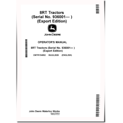 8RT 310, 8RT 340, 8RT 370 and 8RT 410 Tracked Tractors (SN: from 936001, Export) Operators Manual (OMTR154092)