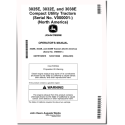 3025E, 3032E, 3038E Compact Utility Tractors (SN.from V000001, from MY2027, N.America) Operators Manual (OMTR158915)