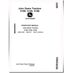 X106, X126 and X166 (SN: 010001-100000) Lawn Tractors (Export Edition) Operators Manual (OMUC12253)