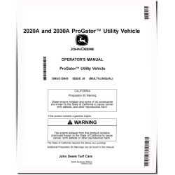 ProGator 2020A and 2030A Utility Vehicles (SN: 090001 - 100000) (North America) Operators Manual (OMUC12643)