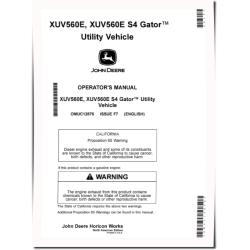 XUV560E and XUV560E S4 Gator Utility Vehicles (SN: 010001 - 020000) (North America) Operators Manual (OMUC12876)