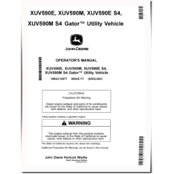 XUV590E, XUV590E S4, XUV590M, XUV590M S4 Gator Utility Vehicles (SN:010001-020000) (N.America) Operators Manual (OMUC12877)
