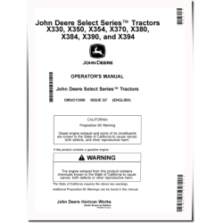 X330, X350, X354, X370, X380, X384, X390, X394 (SN:050001-070000) Lawn Tractors (N.America) Operators Manual (OMUC13305)