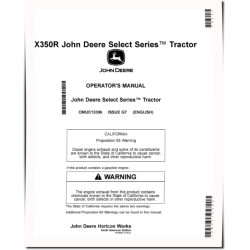 Select Series X350R (SN: 050001-070000) Lawn Tractors (North America) Operators Manual (OMUC13306)