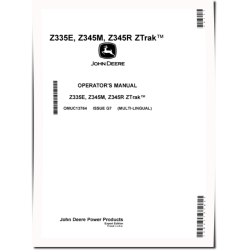 ZTrak Z335E, Z345M and Z345R (SN: 080001-110000) Zero-Turn Mowers (Export Edition) Operators Manual (OMUC13764)