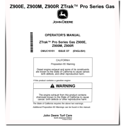 ZTrak Pro Z915E, Z920M/R, Z925M, Z930M/R, Z950M/R, Z960M, Z970R Zero-Turn Mowers (North America) Operators Manual (OMUC15151)