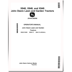 X940, X948 and X949(SN: 060001-070000) Lawn Tractors (Export Edition) Operators Manual (OMUC16262)