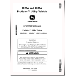 ProGator 2020A and 2030A Utility Vehicles (SN: 100001 - 110000) (North America) Operators Manual (OMUC16814)