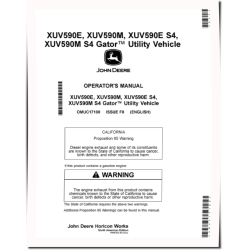 XUV590E, XUV590E S4, XUV590M, XUV590M S4 Gator Utility Vehicles (SN:020001-030000) (N.America) Operators Manual (OMUC17100)