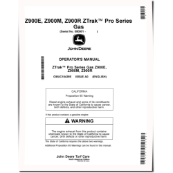 ZTrak Pro Z915E, Z920M, Z930M/R, Z945M, Z950M/R, Z955M/R, Z960M, Z970R Mowers (North America) Operators Manual (OMUC18439E)