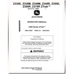 ZTrak Z335E,Z335M, Z345M,Z345R, Z355E,Z355R, Z375R (SN:110001-150000) Zero-Turn Mowers (N.America) Operators Manual (OMUC18697)