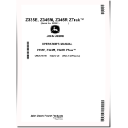 ZTrak Z335E, Z345M and Z345R (SN: 110001-150000) Zero-Turn Mowers (Export Edition) Operators Manual (OMUC18700)