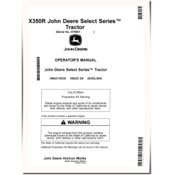 Select Series X350R (SN: 070001-090000) Lawn Tractors (North America) Operators Manual (OMUC19335)
