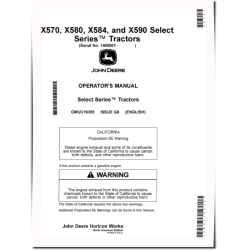 Select Series X570, X580, X584, X590 (SN: 140001-150000) Lawn Tractors (North America) Operators Manual (OMUC19355)