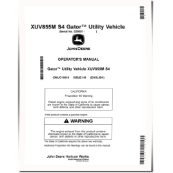 XUV855M S4 Gator Utility Vehicles (SN: 020001 - 030000) (North America) Operators Manual (OMUC19618)