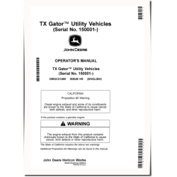 TX Gator Utility Vehicles (SN: 150001 - 160000) (North America) Operators Manual (OMUC21268)