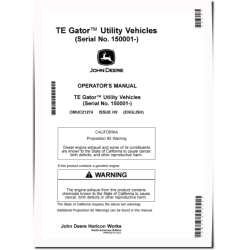 TE Electric Gator Utility Vehicles (SN: 150001 - 160000) (North America) Operators Manual (OMUC21274)