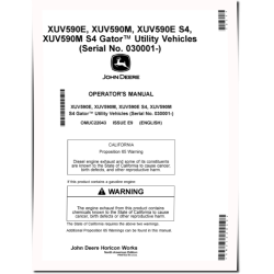 XUV590E, XUV590E S4, XUV590M, XUV590M S4 Gator Utility Vehicles (SN:030001-040000) (N.America) Operators Manual (OMUC22043)