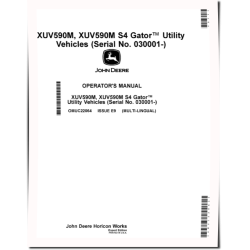 XUV590M and XUV590M S4 Gator Utility Vehicles (SN: 030001 - 040000) (Export Edition) Operators Manual (OMUC22064)