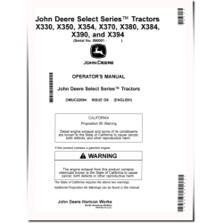 X330, X350, X354, X370, X380, X384, X390, X390 (SN:090001-110000) Lawn Tractors (N.America) Operators Manual (OMUC22094)