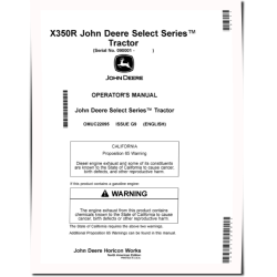 Select Series X350R (SN: 090001-110000) Lawn Tractors (North America) Operators Manual (OMUC22095)