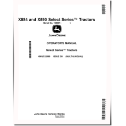 Select Series X584 and X590 (SN: 150001-160000) Lawn Tractors (Export Edition) Operators Manual (OMUC22099)