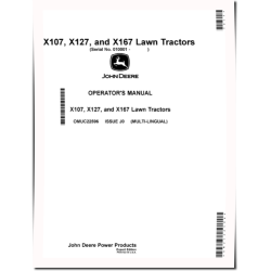 X107, X127 and X167 (SN: 010001-030000) Lawn Tractors (Export Edition) Operators Manual (OMUC22596)