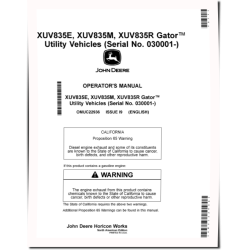 XUV835E, XUV835M and XUV835R Gator Utility Vehicles (SN:030001-040000) (North America) Operators Manual (OMUC22936)